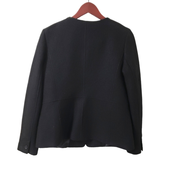 Talbots Womens Wool Blend Collarless Black Blazer Jacket Sz 10 - Picture 5 of 14